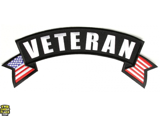 Veteran Top Rocker Patch With US Flag | US Military Veteran Patches