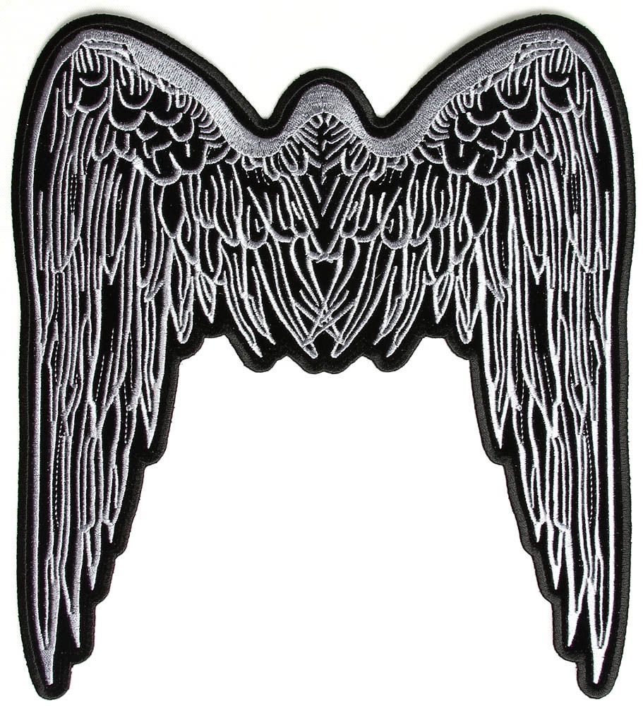 Silver Angel Wings Back Patch For Lady Rider Vests 3198