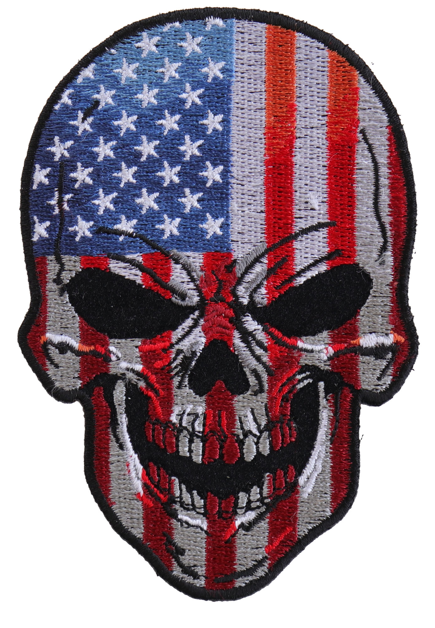 American Flag Small Skull Patch - 3x4.3 inch - P5666