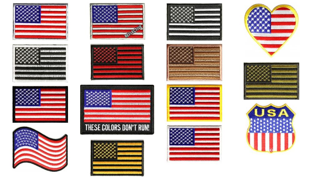 American Flag Patches Assortment Embroidered Small Us Flags