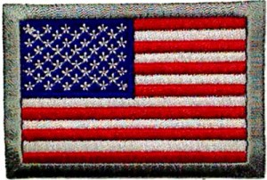 American Flag Patch Silver Border