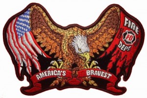 Americas Bravest Fire Dept Eagle drop wings patch large