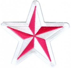 white and pink star patch