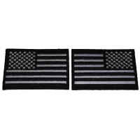 Left And Right Reflective Monochrome American Flag Patches 3 Inches | Embroidered Patches