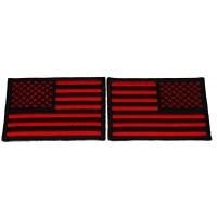 Red And Black 3 Inch Left And Right American Flag Patch Set | Embroidered Patches