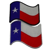 Waving Texas Flag Patches With Black And White Border Set Of 2