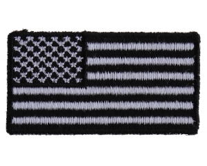 American USA Flag Iron-On Patch Black & White 6 x 4 Version Tactical Black  