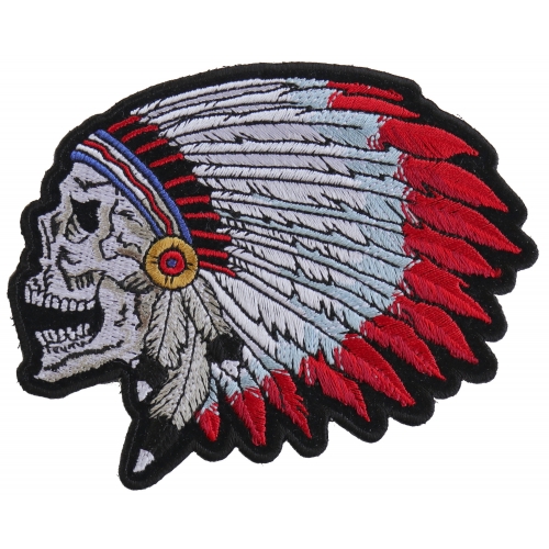 Screaming Indian Skull With Head Dress Small Patch | Native American ...