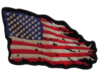 REVERSED Black & Gold 3 x 2 American Flag iron on patch (4633) Biker (M1)
