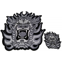 Angry Lion Embroidered Patch Set Small And Large