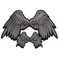 Pretty Gray Angel Wings Small And Large Patch