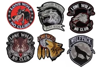 Lone Wolf No Clubs Patch - Lone Rider Biker Patches | Embroidered Patches  by Ivamis Patches