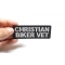 Christian Biker Vet Patch, Christian Saying Patches shown on hand for size comparison
