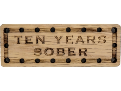 Ten Years SOBER Oak Wood Patch