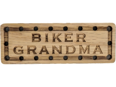 Biker Grandma Oak Wood Patch