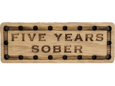 Five Years Sober Oak Wood Patch