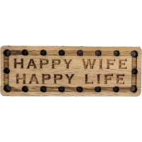 Happy Wife Happy Life Oak Wood Patch