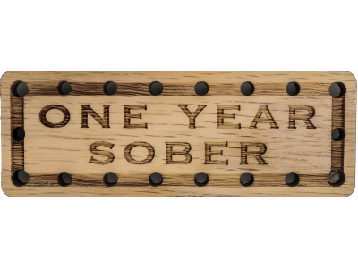 One Year Sober Oak Wood Patch