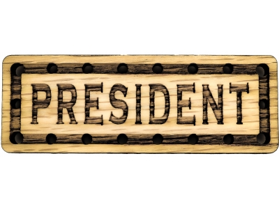 President Solid Oak Laser Engraved Wooden Patch