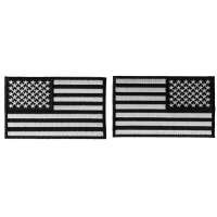 Left And Right American Flag Black And White Patches 4 Inches | Embroidered Patches