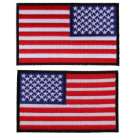 Left And Right American Flag Patches 4 Inch Black Borders | Embroidered Patches