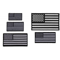 Small US Flag Patches In Black And White 5 Embroidered Iron On Flags