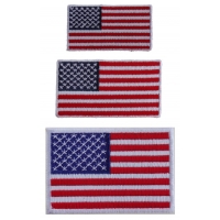 Small US Flag Patches White Border 3 Embroidered American Flags