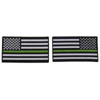 Thin Green Line Left And Right American Flag Patch For Vets | Embroidered Patches