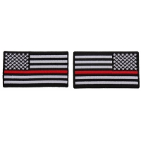 Thin Red Line American Flag Left And Right Patch For Fire Fighters | Embroidered Patches