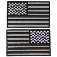 Reflective American Flag Patches 4 Inch Left And Right 2 Piece Set | Embroidered Patches