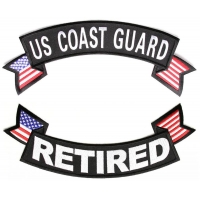 US Coast Guard Retired 2 Piece Large Back Patch Set | US Coast Guard Military Veteran Patches