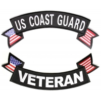 US Coast Guard Veteran 2 Piece Back Patch Set Upper And Lower Rockers | US Coast Guard Military Veteran Patches