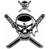 Black White Skull With Crossed Swords Patches Small And Large Patch Set