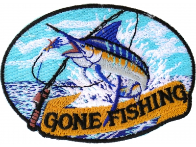 Marlin Gone Fishing Small Patch | Embroidered Patches