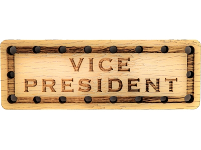 Vice President Solid Oak Laser Engraved Wooden Patch