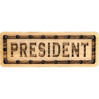 President Solid Oak Laser Engraved Wooden Patch