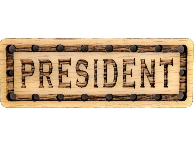 President Solid Oak Laser Engraved Wooden Patch