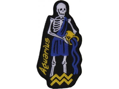 Aquarius Skull Zodiac Sign Patch