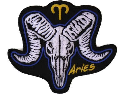 Aries Skull Zodiac Sign Patch