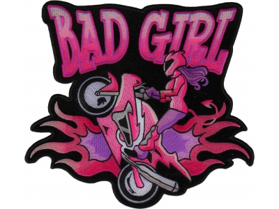 Bad Girl Wheeley Biker Large Patch | Embroidered Biker Patches