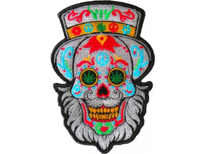 Bearded Sugar skull Small Iron on Patch