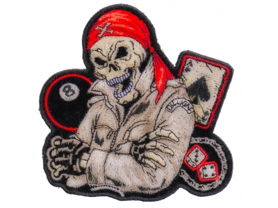 Biker Dude Ace Of Spades, 8 Ball, Dice And Fun Small Patch | Skull Patches