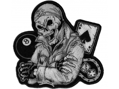 Biker Dude Skull Small Patch In Gray