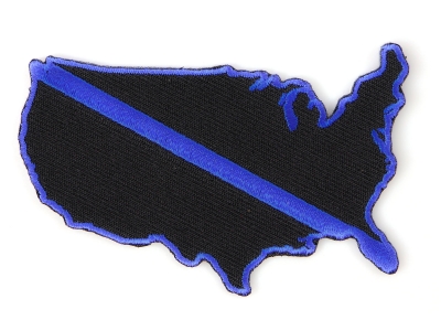 Blue Line US Map Police Patch