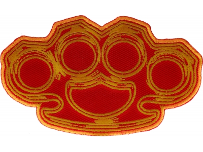 Brass Knuckles in Red and Yellow Patch