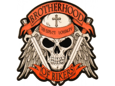 Brotherhood of Bikers Respect and Loyalty Skull Large Biker Back Patch