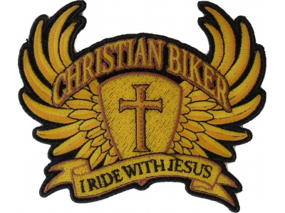 Christian Biker Patch Small In Brown I Ride With Jesus