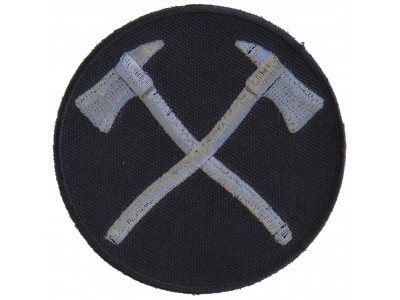 Crossed Firefighter Axes In Silver Patch | Embroidered Patches