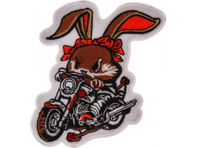 Cute Mean Rabbit on Motorcycle Patch