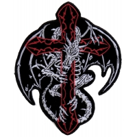 Dragon Skeleton Cross Patch Small | Embroidered Patches